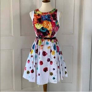 Black Flower Patterned Dress. Size 4